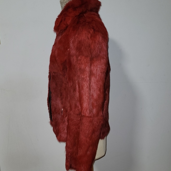 Bomb Boogie red dyed Rabbit fur coat - Picture 3 of 7